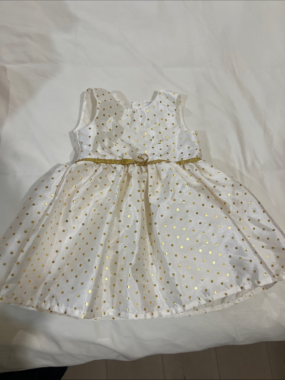 Carter's White Dress with Gold Polka Dots
